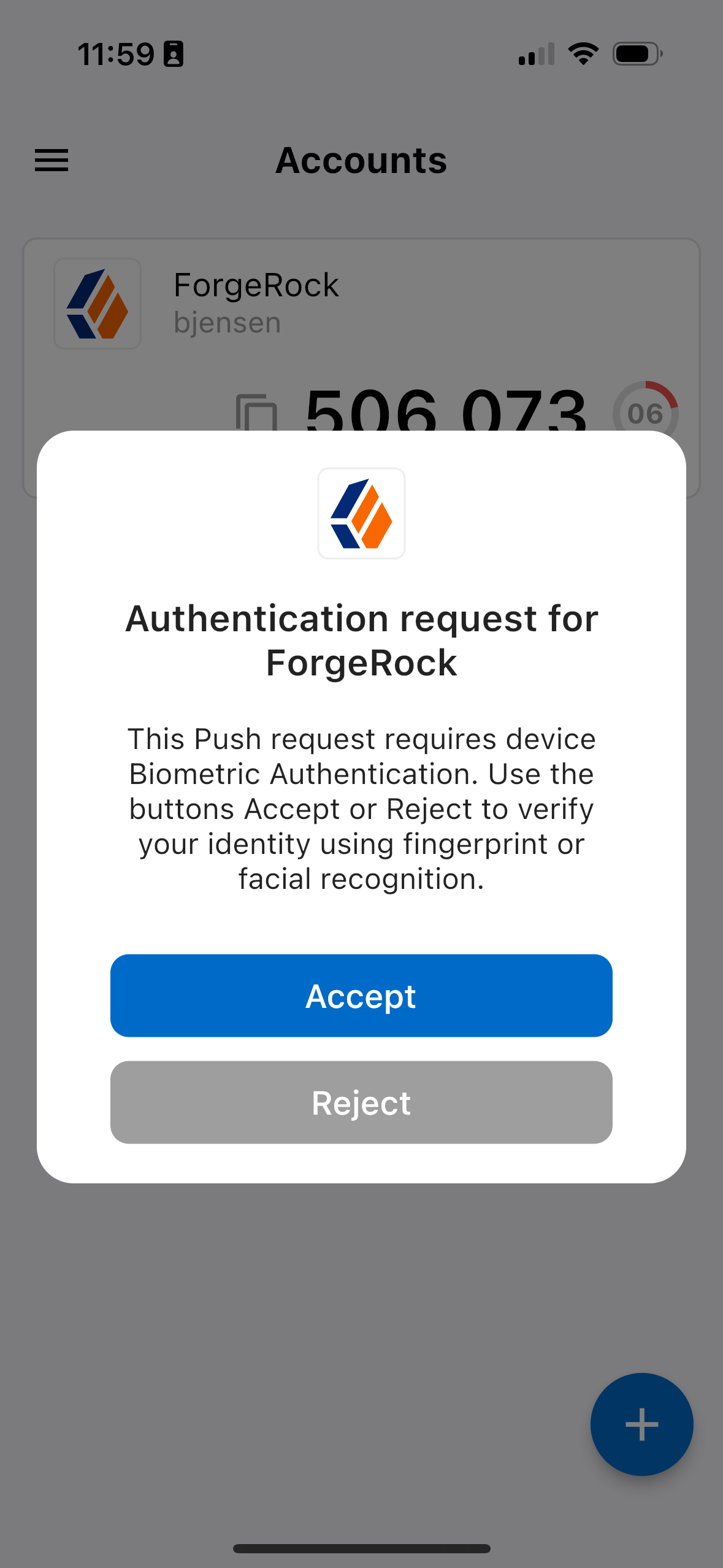 Biometric authentication required