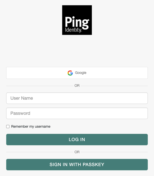 Example Sign in page with passkey and social authentication options