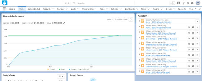 Screen capture of the Salesforce domain home page..