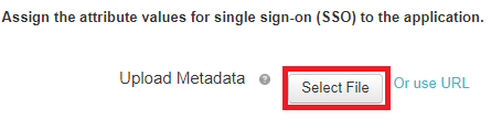 Screen capture of the Upload Metadata field with the Select File button highlighted in red.