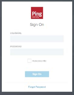 Screen capture showing the Ping Identity Sign On screen.