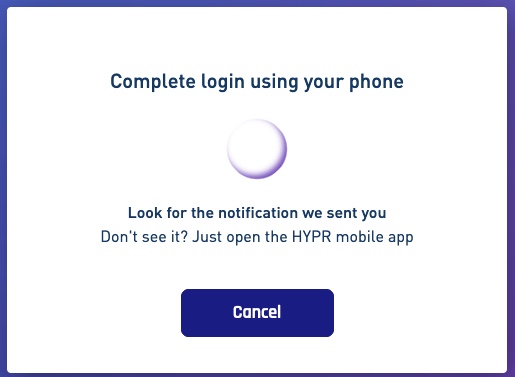 A screen capture showing the HYPR authentication challenge.