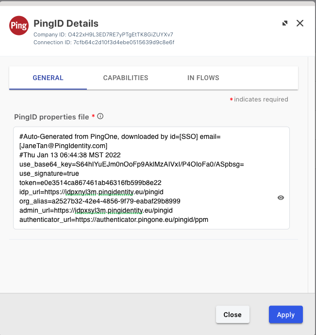 PingID connector configuration