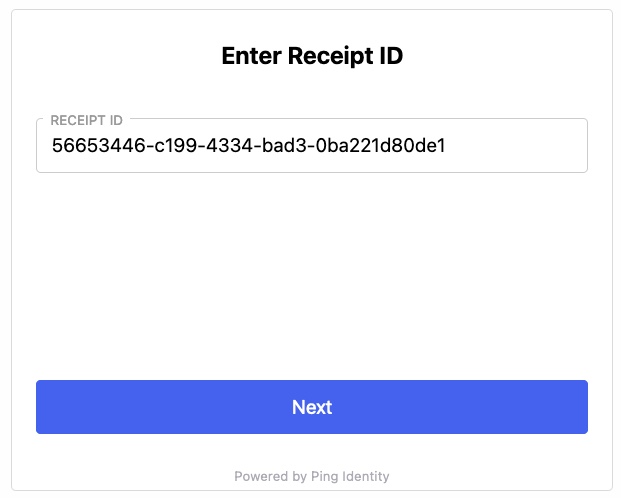 A screen capture of the Enter Receipt ID form.