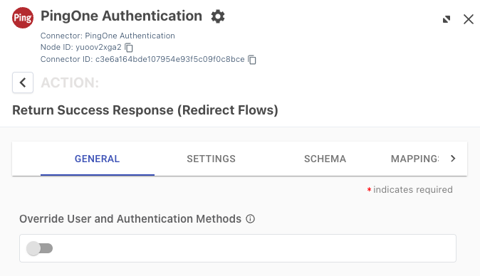 The Return Success Response capability with the Override User and Authentication Methods toggle not enabled.