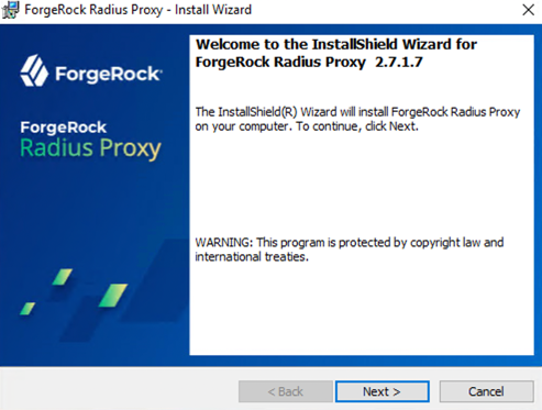 install radius proxy welcome screen