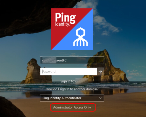 Administrator access only displayed on the Enterprise Connect Passwordless Windows Agent sign-on screen.