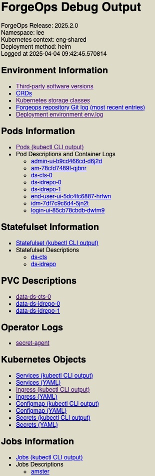 Screen shot of debug-logs output.