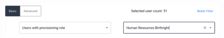 iga basic filter user provisioning role