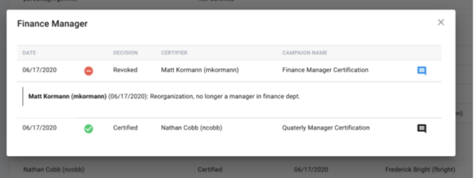 iga entitlement history with comments