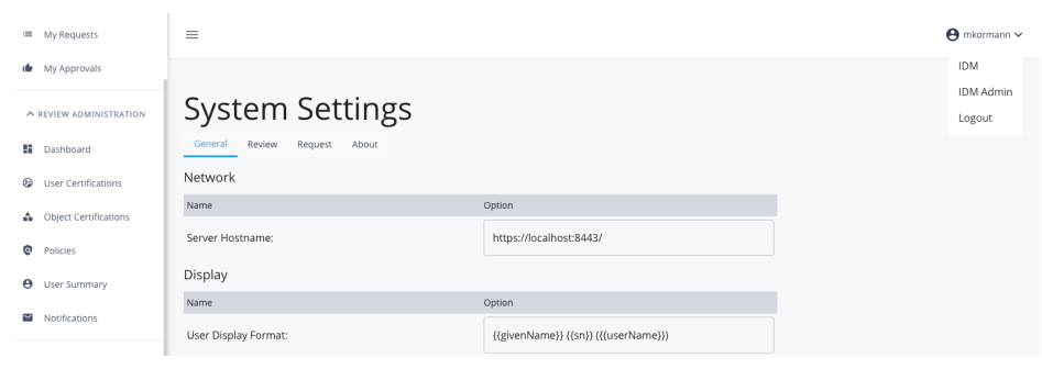 iga system settings general tab