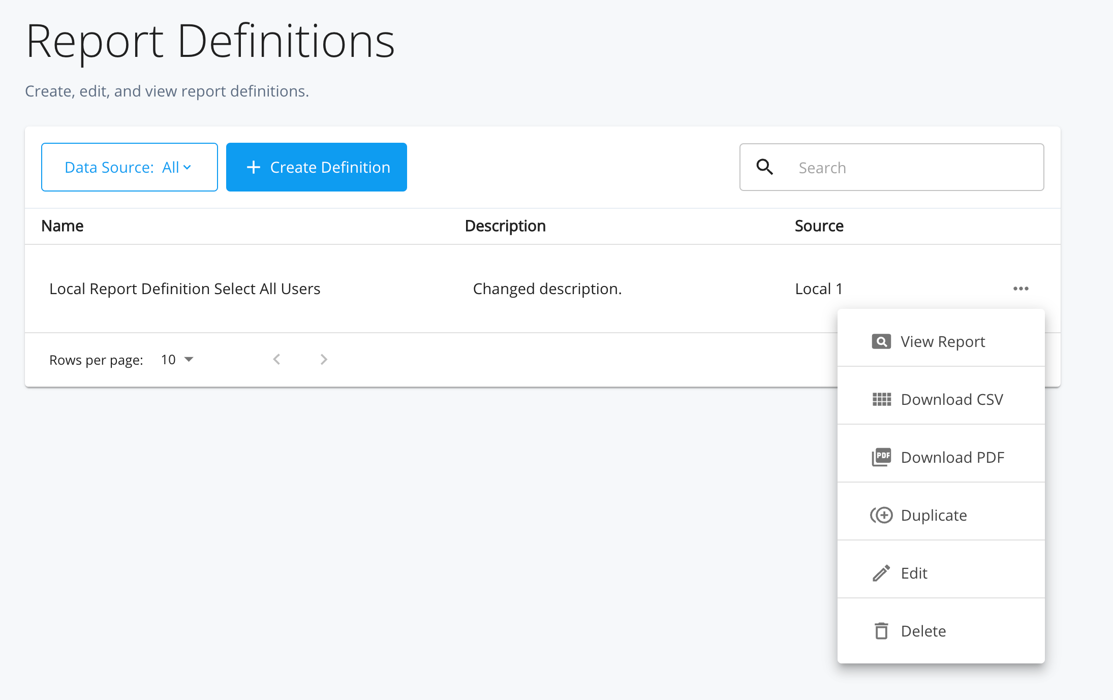 Different Ad-hoc Reports (View from UI, CSV, or PDF)