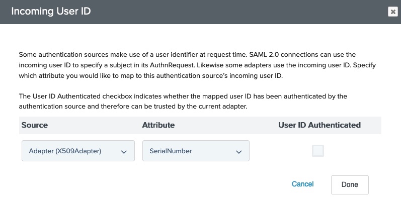 Passing the user ID from the first-factor authentication adapter.