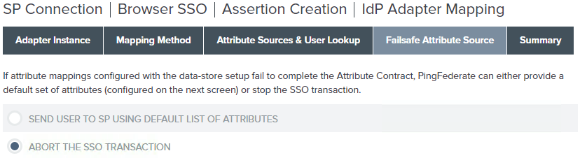 Screen capture of failsafe attribute source