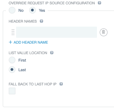 Screen capture of the Override Request IP Source Configuration field.