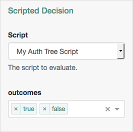 The Scripted Decision authentication node properties.