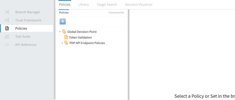 Screen capture of the Policies screen displaying the root policy tree