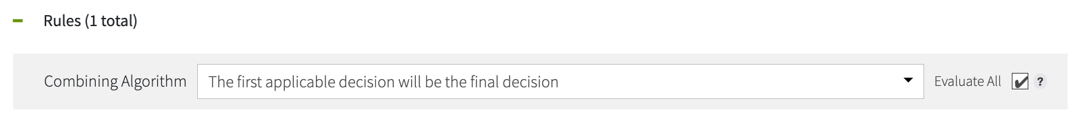 Screen capture of Evaluate All checkbox selected next to the Combining Algorithm list.
