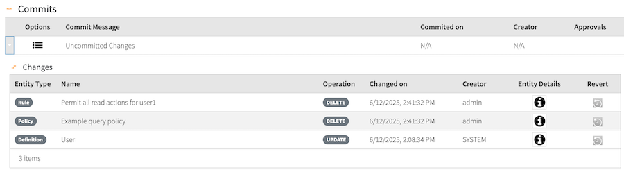 Screen capture of a branch’s Uncommitted Changes expanded.