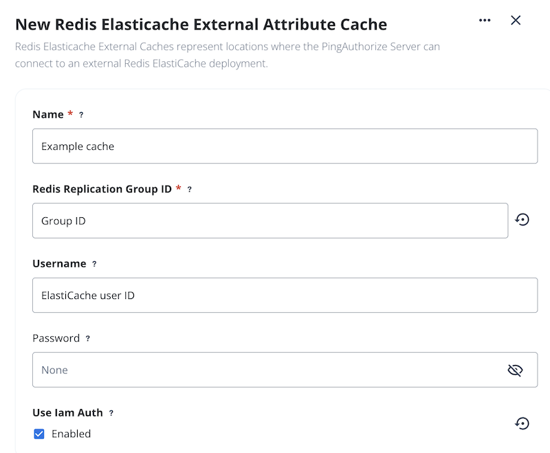 Screen capture of the Redis ElastiCache configuration with the Use Iam Auth checkbox selected
