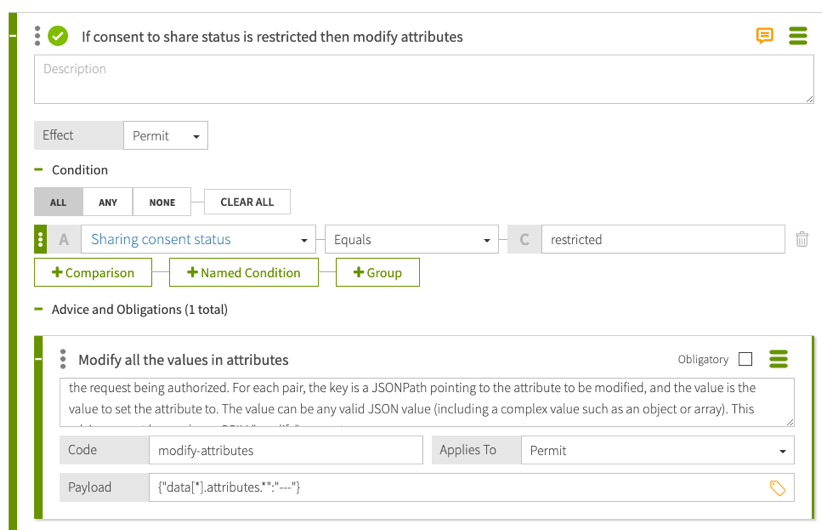 Screen capture of rule to compare 