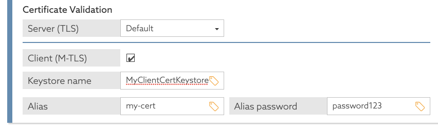 Screen capture of the Certificate Validation section illustrating a configured trust store