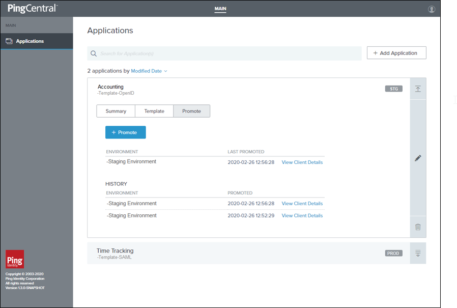 A screen capture of what the Applications page might look like for an application owner.