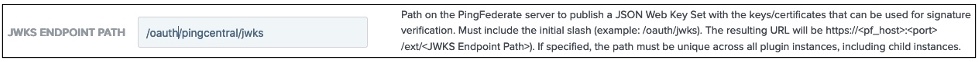 This image displays this option with this description: Path on PingFederate server to publish a JWKS with the keys and certificates that the partners can use for signature verification. If specified