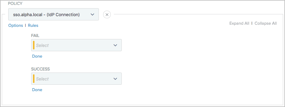 Screen capture illustrating the Fail and Success IdP connection results.