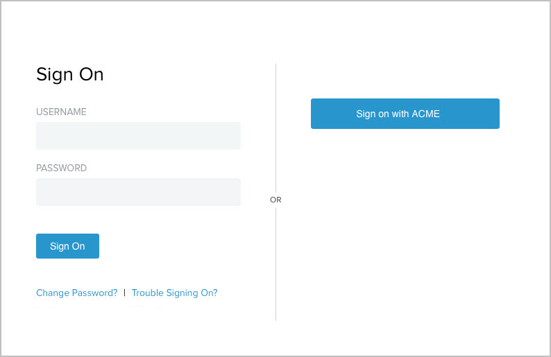 A screen capture of a sample sign-on page with an option to sign on with ACME