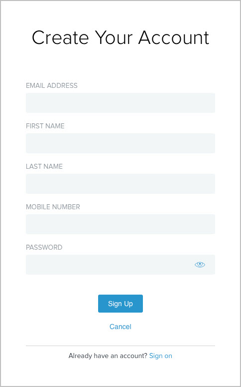 Screen capture of a sample registration page