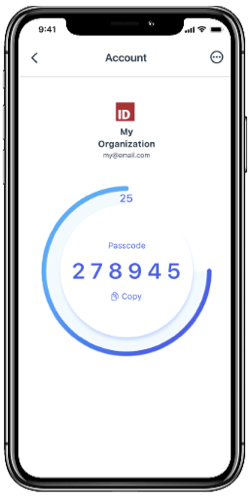 Current passcode for the organization, site or app that you are pairing.