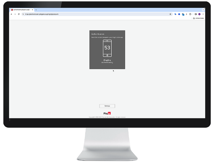 PingID authenticator window showing a number and instructing you to select the same number in PingID mobile app to complete authentication