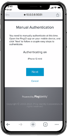 A screen capture of the Manual Authentication message requesting that you authenticate manually and displaying the devices paired to your account.