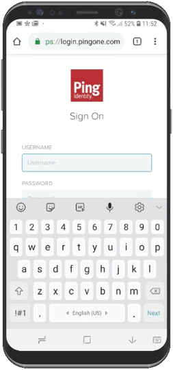 An image showing the process of authenticating through and the biometrics feature on an Android device.