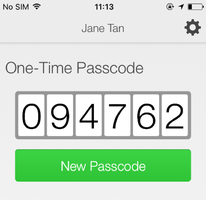 A screen capture of the One-Time Passcode screen displaying the one-time passcode on the PingID mobile app with the New Passcode option.