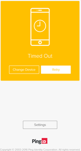 A screen capture of the Timed out message with the Retry and Change Device option.