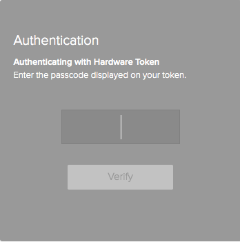 A screen capture of the Authentication window showing the passcode field.