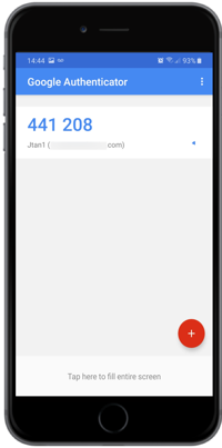 A screen capture of the Google Authenticator app.