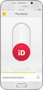 A screen capture of the swipe to authenticate screen in the PingID mobile app.