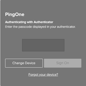 A screen capture of the Authentication window requesting the passcode from your authenticator.