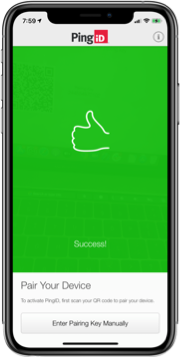 A screen capture of the green Success! message indicating that pairing request is successful.