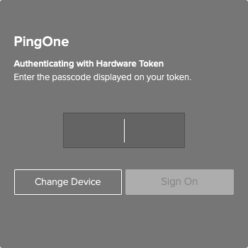 A screen capture of the Authentication window requesting a passcode from your hardware token.