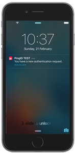 A screen capture PingID notification authentication request on a locked phone.