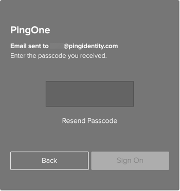 A screen capture showing window informing you that an email has been sent with a passcode with the email address and a field in which you can enter the code.