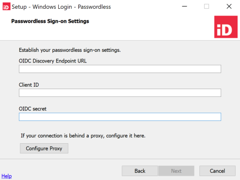 Win Login Passwordless - UI-based installation - application settings