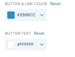 A screen capture of Button & Link Color and Button Text fields.