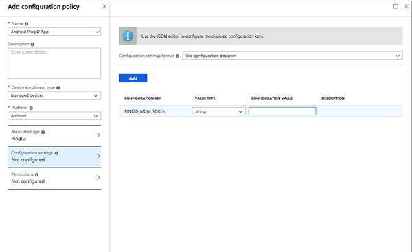 A screen capture of the Configuration Settings tab.