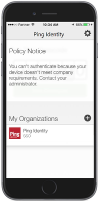 Image of the PingID mobile app showing the Policy Notice screen.