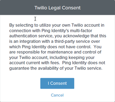 A screen capture of the Twilio Legal Consent window.